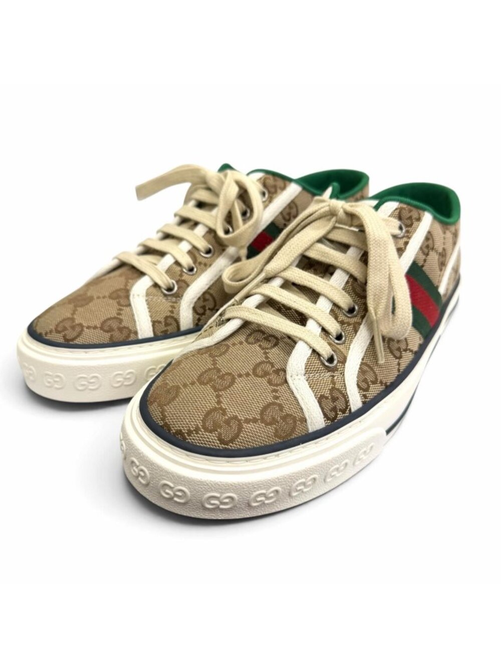 Gucci GG Canvas Tennis Sherry Line Low-Top Sneakers Beige 6.5
